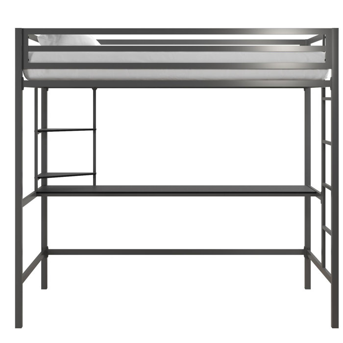 Novogratz Maxwell Metal Loft Bed with BuiltinDesk by Novogratz